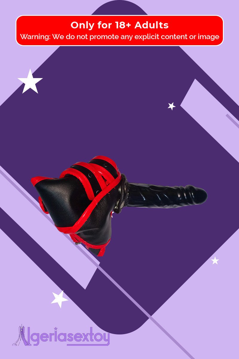 Black Red Edge Leather Harness Lesbian Strapon