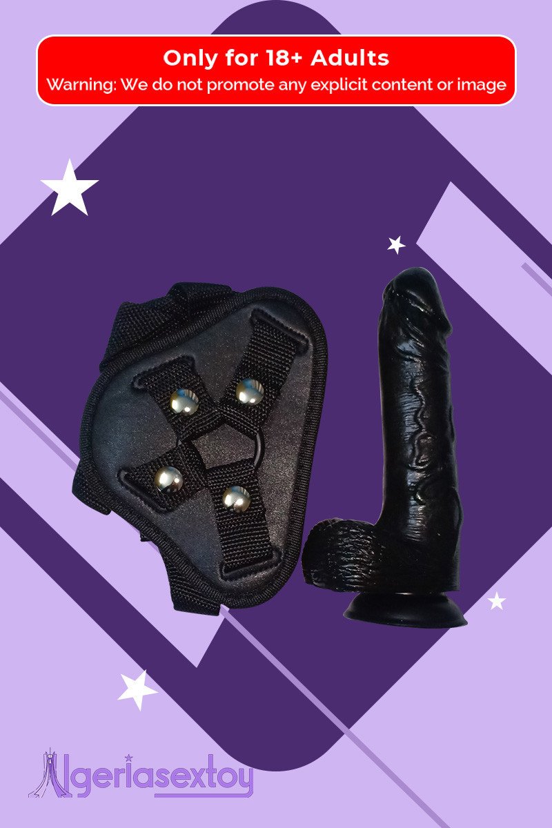 Strap On Dildo Harness with Big Black Dildo Vibrator